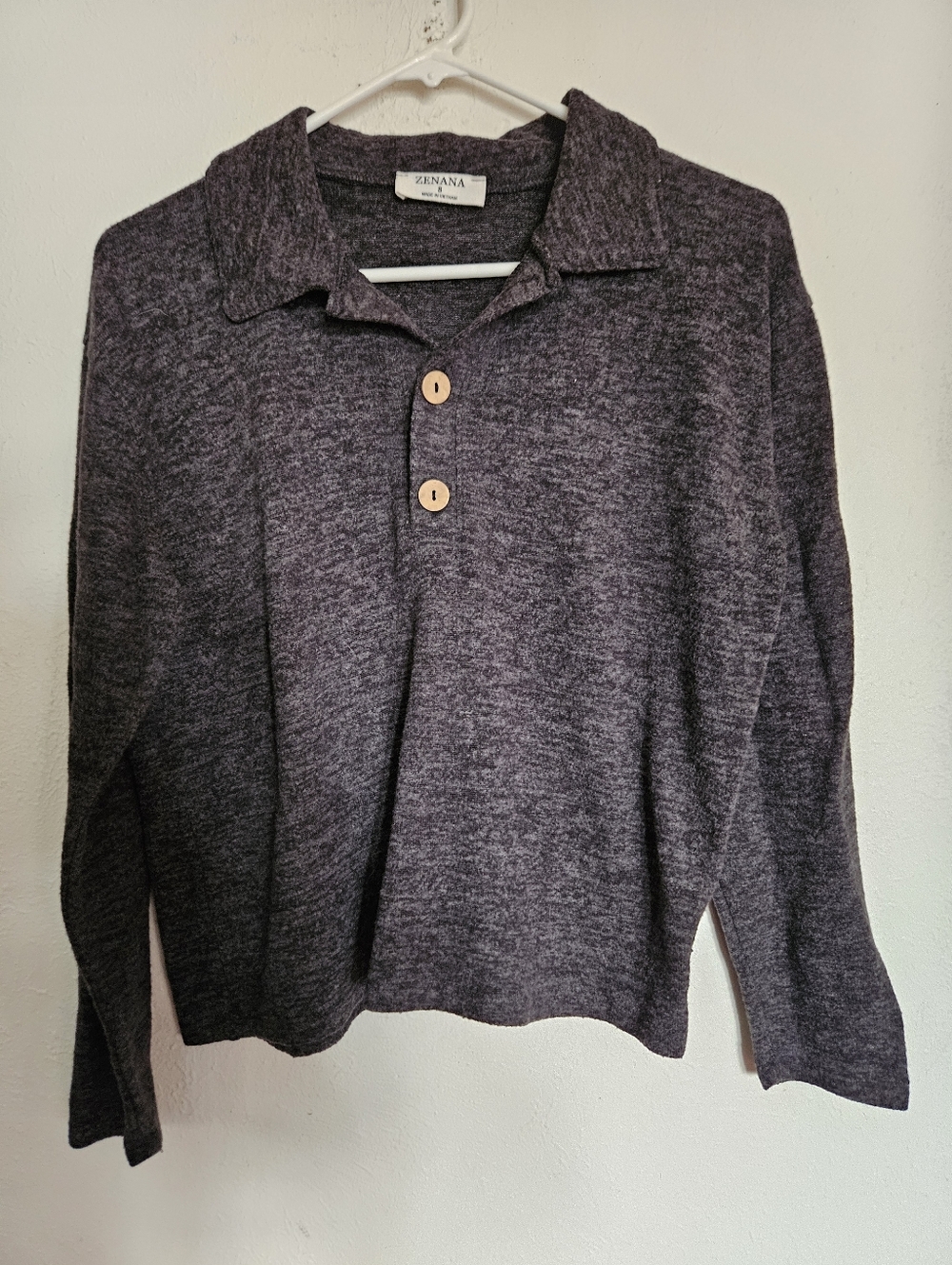 Zenana Gray Collared Top